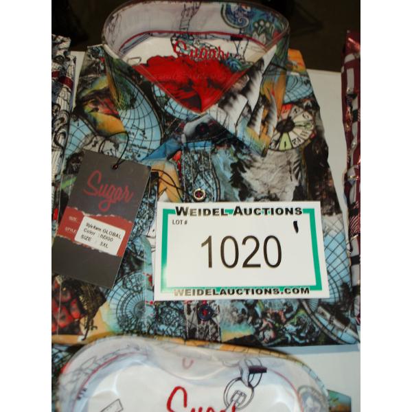 Size 3XL, Mens Global Indigo Long Sleeve Multicolored Button Up Shirt