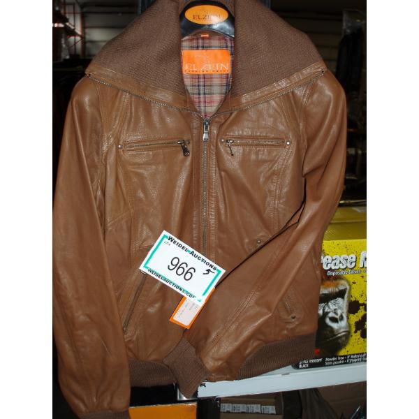 ELZEIN Ladie's Brown Fitted Collar Leather Jacket - size M
