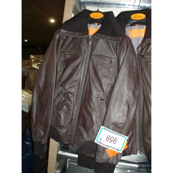 Ladies ELZEIN Brown Leather Jacket with fitted collar & waist - size S
