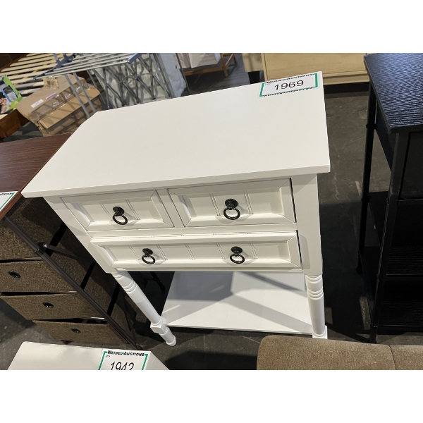 Small White Console Table with 3 drawers - damage to one corner