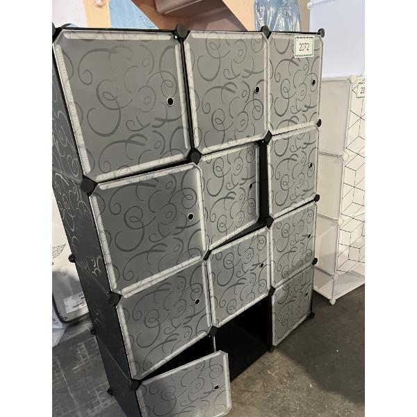 Black 12 Cube Plastic Storage Shelf
