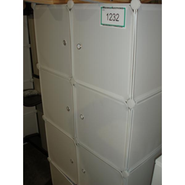 White Modular Plastic Cube Organizer with Doors, 8 Cubes