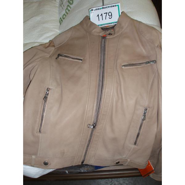 Size M - ELZEIN Ladies Tan Leather Jacket