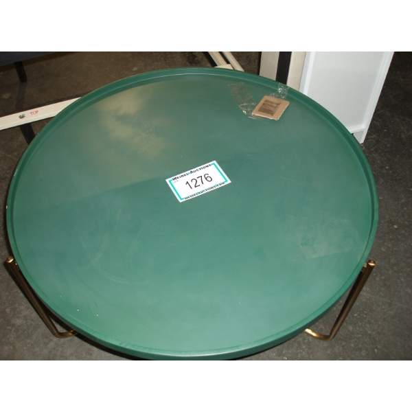 Small Green Round Table with Brass Legs