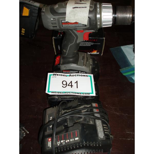 Porter Cable Drill w 2 batteries, charger & compact AC/DC charger