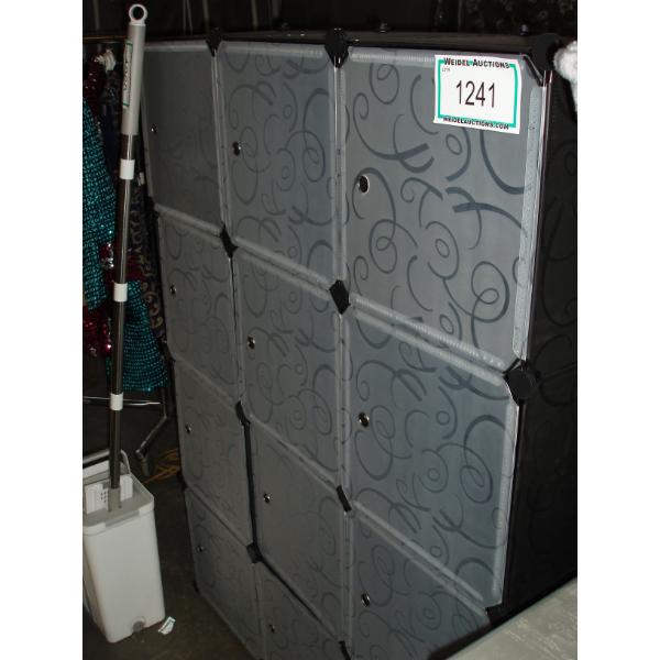 12 Cube Plastic Storage Organizer with grey swirl pattern
