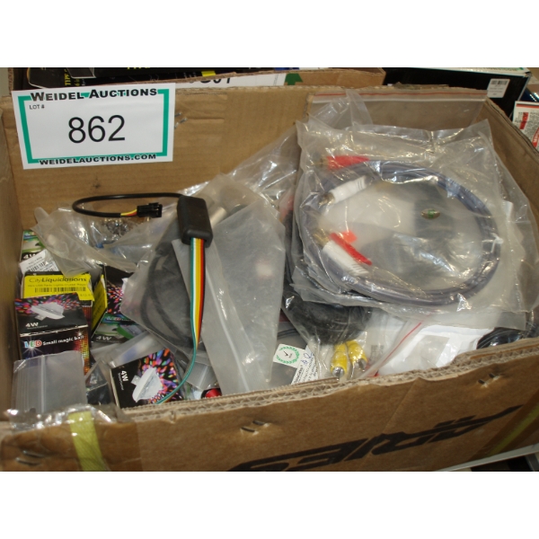 Box of Assort Cords & LED Bulbs