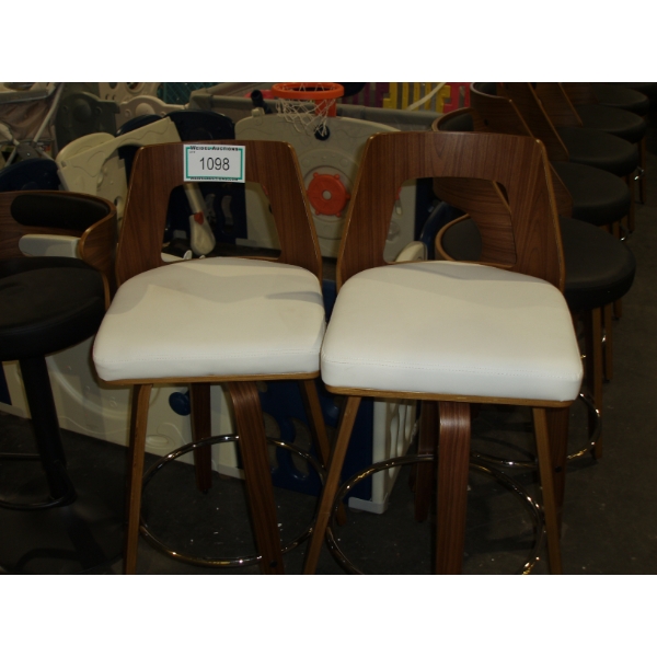 White Leather Swivel Bar Stool