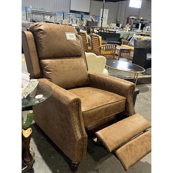 30.7" W Mid-Century Modern Faux Leather Recliner with Footrest