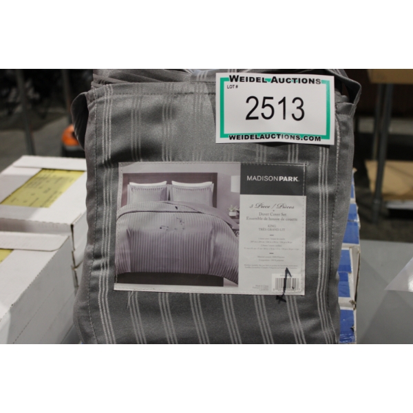 Madison Park 3 pc Duvet Cover Set, grey