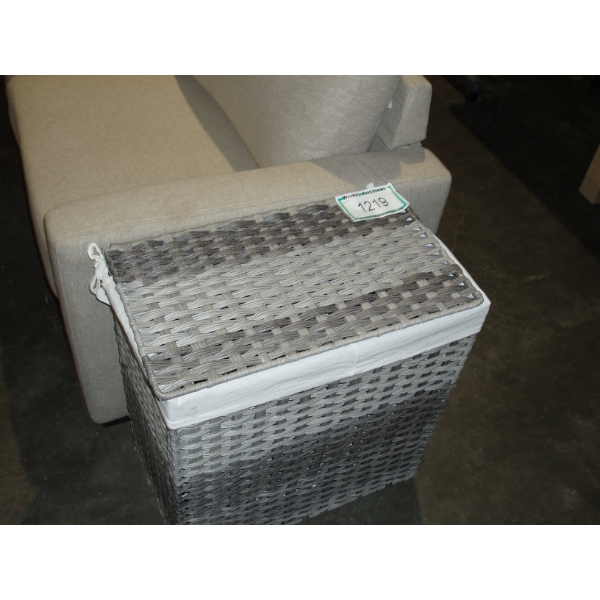 Grey Wicker Laundry Basket