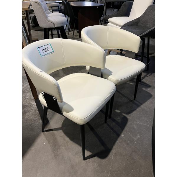 2 pc white leather chair set