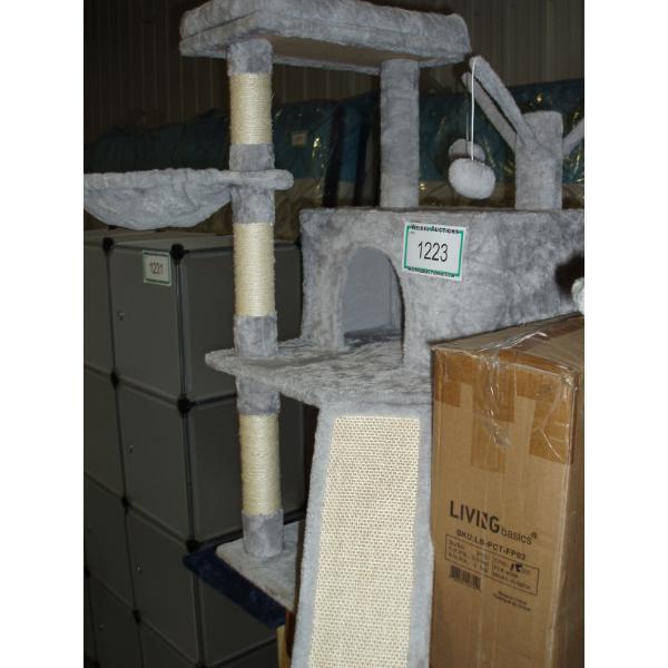 Large Grey Cat Tree with basket , house and upper platform