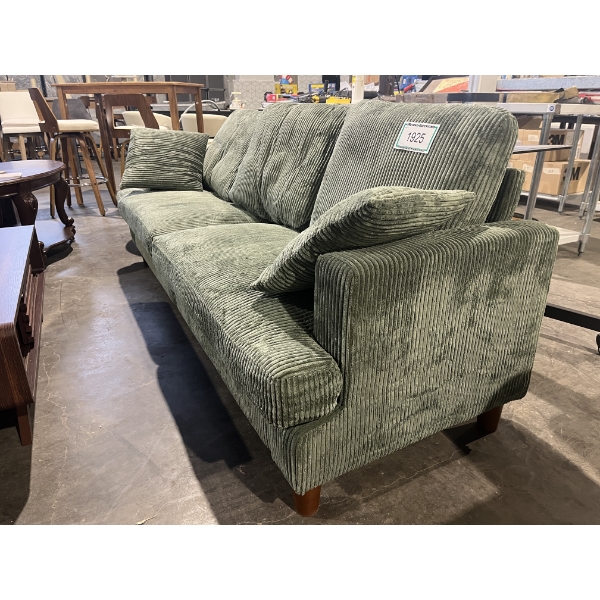87" Solid Wood Leg Corduroy 3-Person Sofa with 2 Pillows