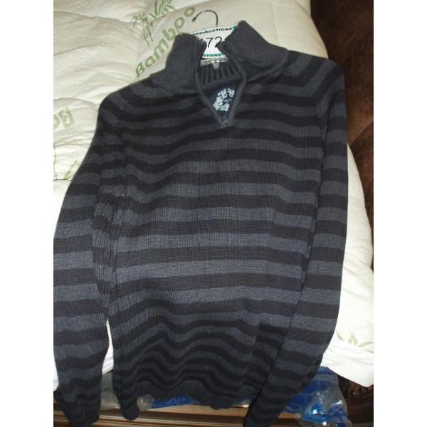 Size S - Two Tone Grey Striped T-Shirt Sweater