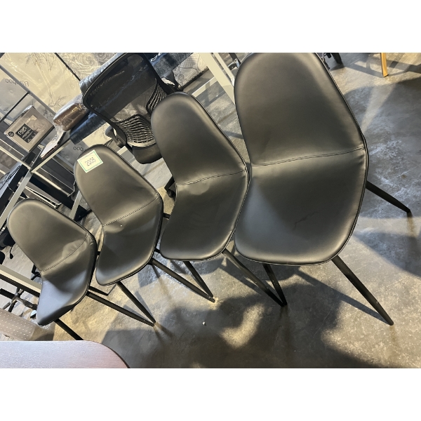 Set of 4 Black Leather style scooped dining chairs