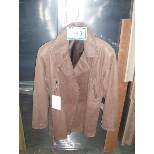 Size L - ELZEIN, made in Italy, Ladies Long Brown Leather Coat