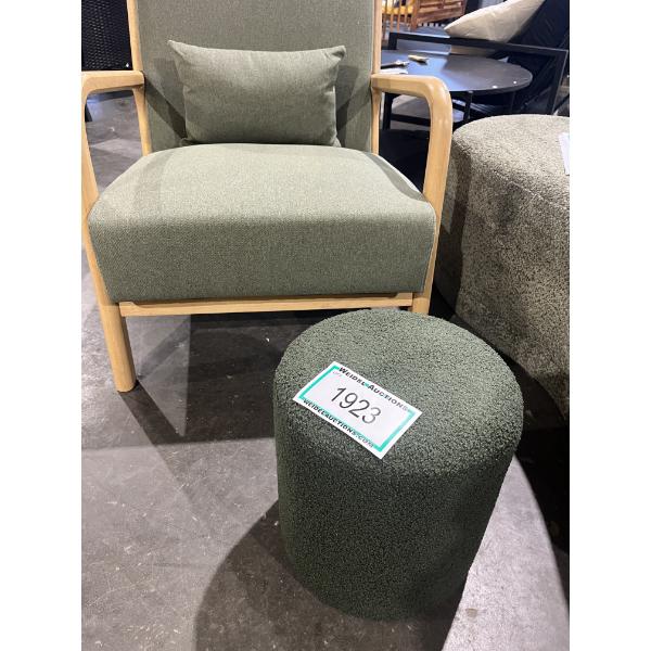Round Ottoman, Green Teddy