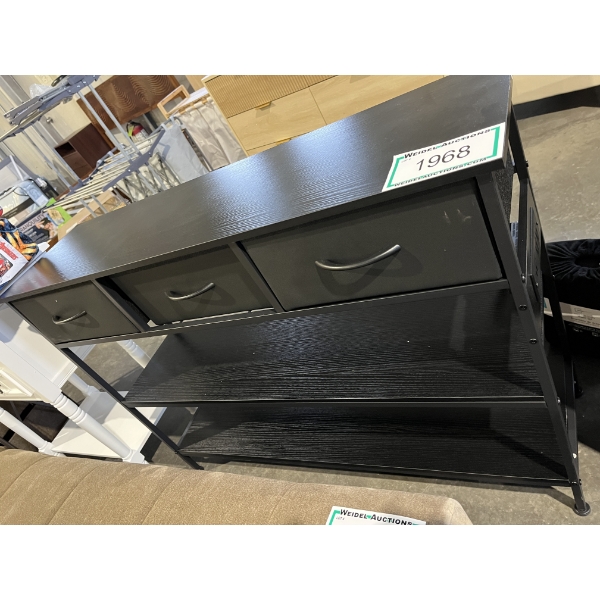 3 Tier Console Table with Charging Station and 3 Fabric Drawers