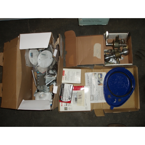 Box of Electrical Parts, PVC Well Casing - 6", Door Knobs & Thermostat