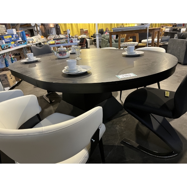 Solid Dark Wood Finish Oval Table,Seats 6-8