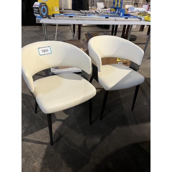 2 pc white leather chair set