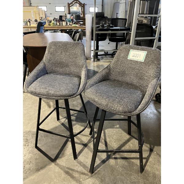 Absalom Swivel Upholstered 25.6" Linen Counter Stool with Metal Frame