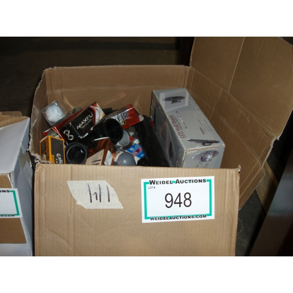 Box of Assort Plumbing Parts, golf balls & LCD Wall Mount for 10 - 40" TV