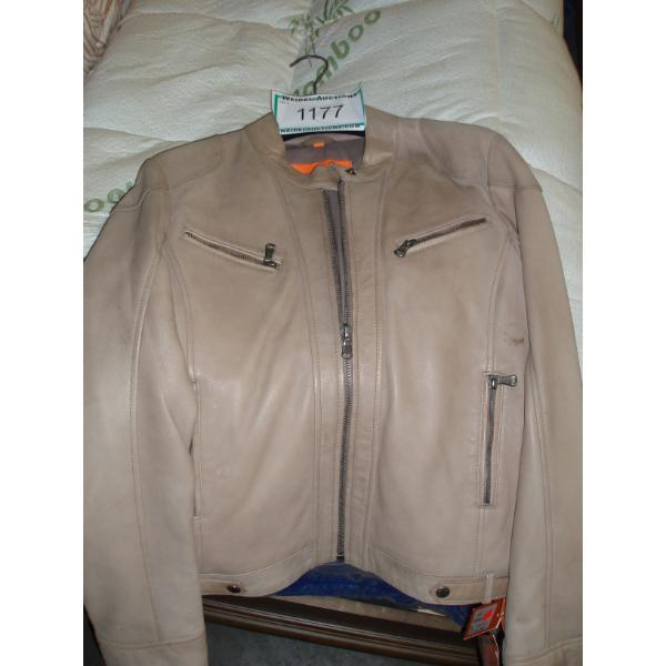 Size L - ELZEIN Ladies Tan Leather Jacket