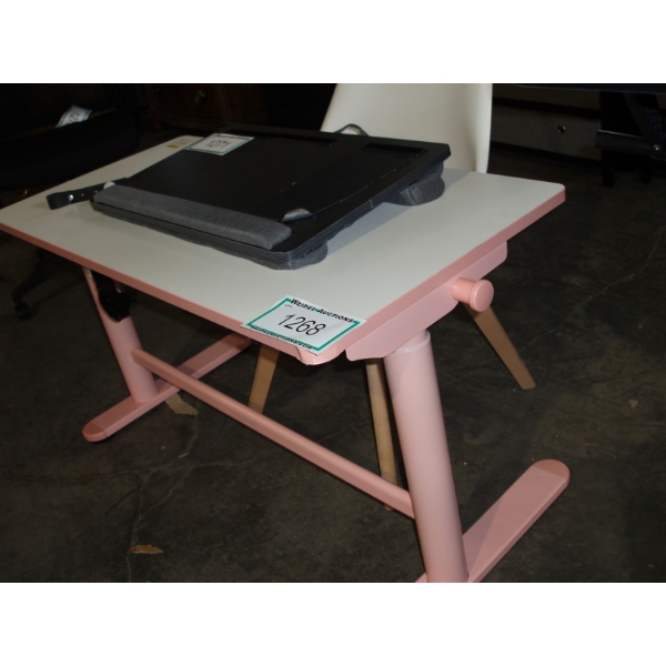 Childrens Pink/White Power adjustable Computer Desk
