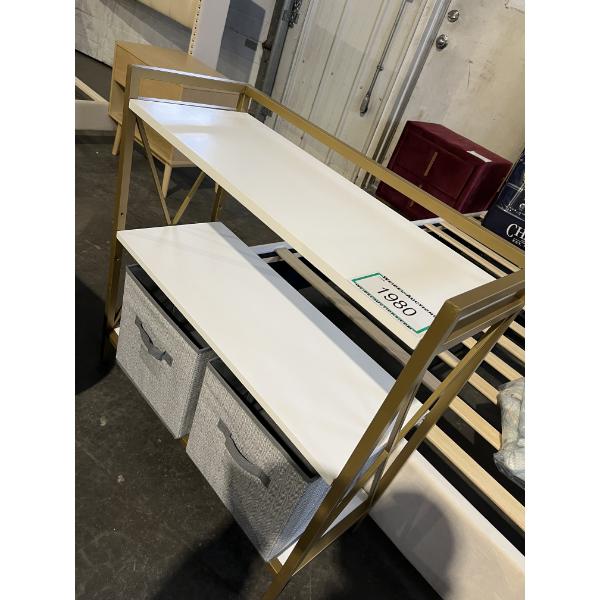 Bookshelf - mixed gold metal & white wood 