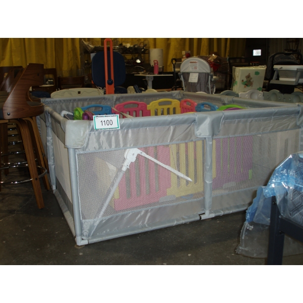 Large Grey Fabric Baby Playpen
