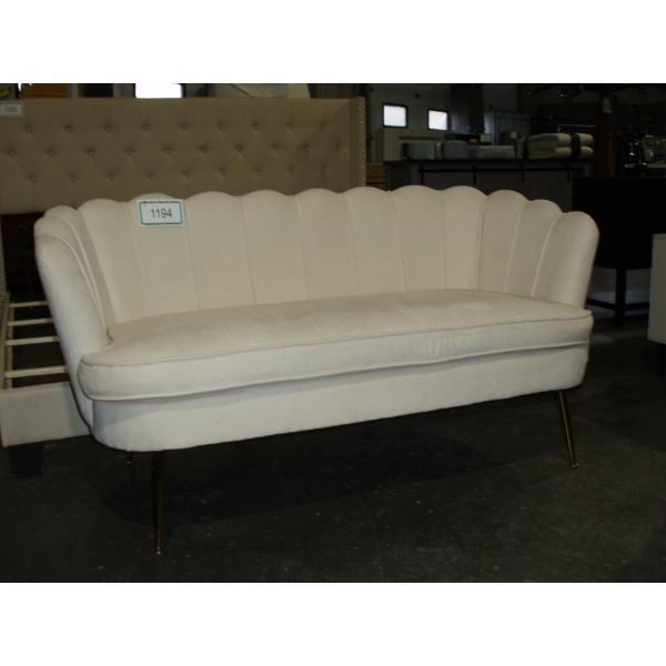 White Channeled Velvet Scallop-Back Loveseat from Wayfair