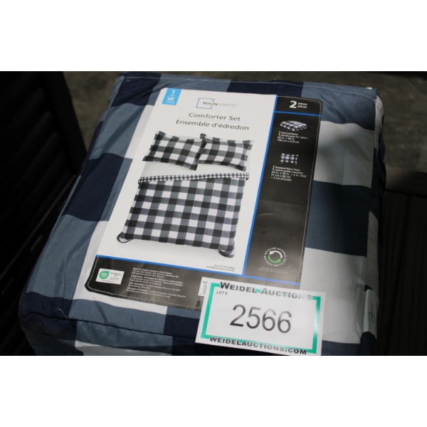 Mainstays TWIN 2 pc Comforter Set, Blue Check