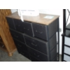 Image 1 : Fabric Storage Drawer Unit with wooden top and black fabric bins
