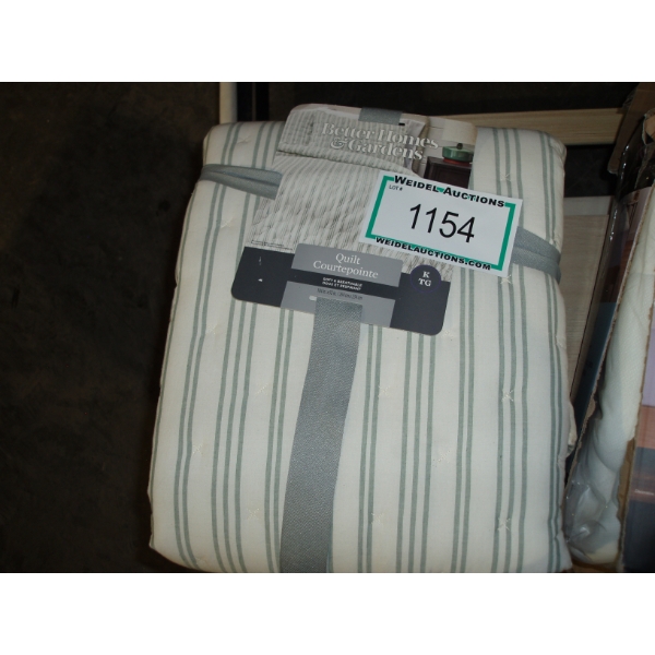 Better Homes & Garden King Size Grey/ White Striped Quilt