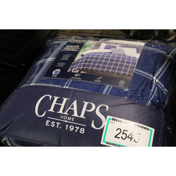 8 pc QUEEN Comforter Set, dark blue & White