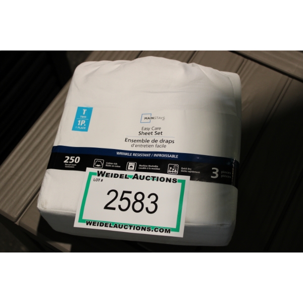TWIN Easy Care 3 pc Sheet Set, white