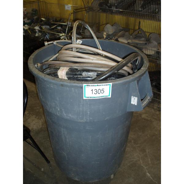 Garbage Can full of misc braided hoses and tubing