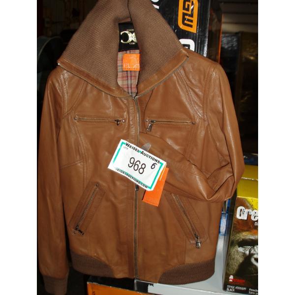 ELZEIN Ladie's Brown Fitted Collar Leather Jacket - size S