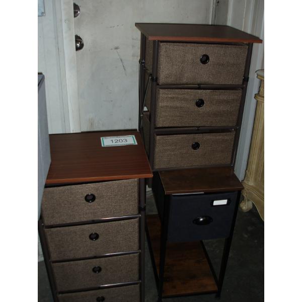 Lot of 3 - 4 tier Iron Framed Night Stand Table, Brown