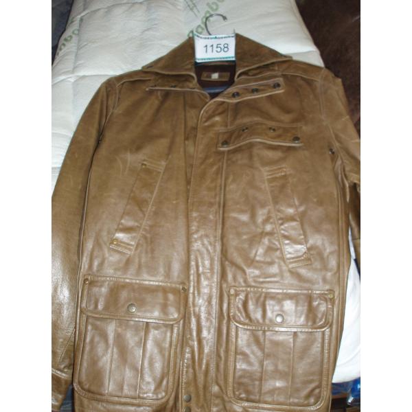 Size L - AMERICA tan leather Jacket, 5 pockets
