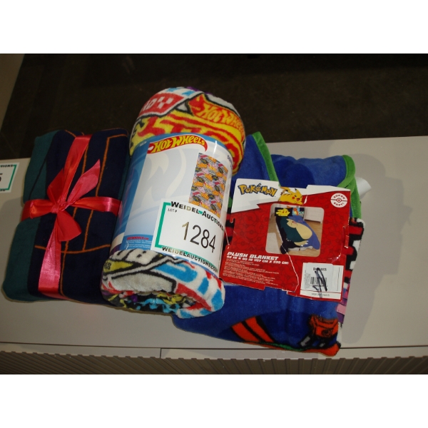 Children's Soft Plush Throws - Pokemon, Hot Wheels & Ninga Turtles