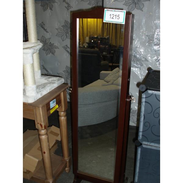 Large Locking, Standing Jewellry Cabinet with a mirror, brown
