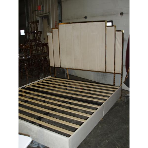 King Size White Frame with Cushion/Brass Design