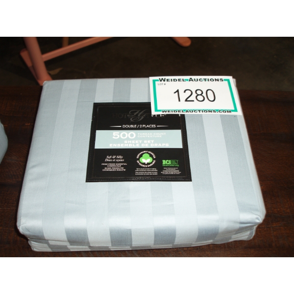 Hotel Style Double 500 thread count Sheet Set, light blue