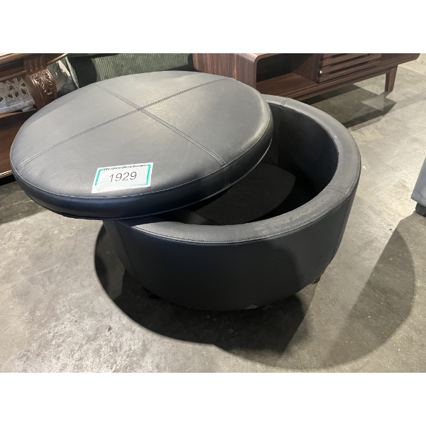Duanys Faux Leather Upholstered Round Storage Ottoman