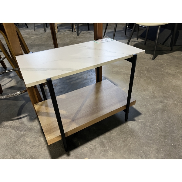 Marble Top End Table with lower wooden Shelf