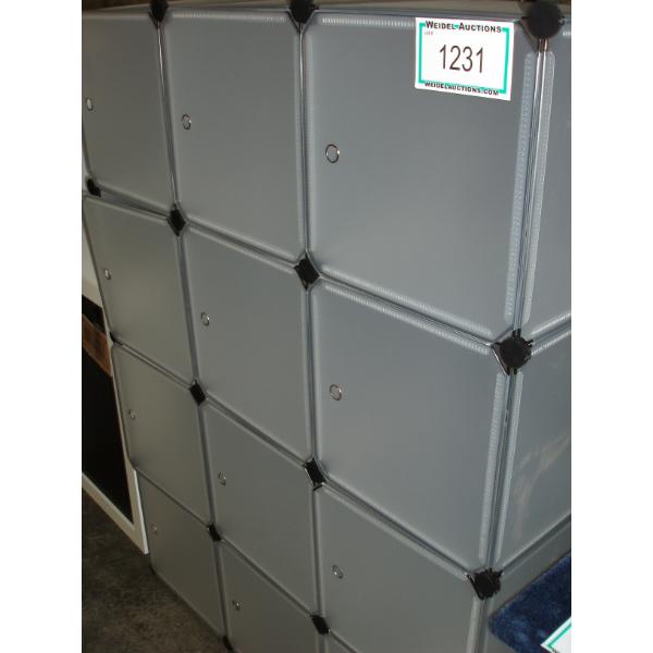 Translucent White Modular Plastic Cube Organizer with Doors, 12 cube