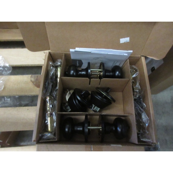 Set of 2 New Black Entry Knobs and Dead Bolt Sets